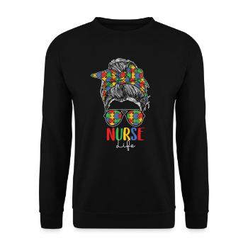 Autismus Awareness Day Autist Geschenk - Unisex Pullover - Schwarz - Vorne - Alina (178cm) & Michal (187cm)