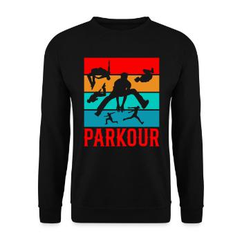 Backflip Salto Akrobatik Parkour Turnen Geschenk - Unisex Pullover - Schwarz - Vorne - Alina (178cm) & Michal (187cm)
