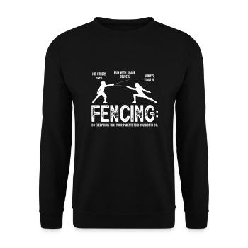 Fencing Sword Sabre Epee Fencing Gift - Unisex Sweatshirt - black - Front - Alina (178cm) & Michal (187cm)