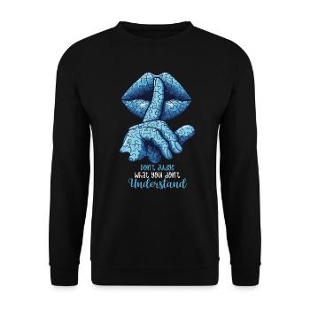 Autismus Awareness Day Autist Geschenk - Unisex Pullover - Schwarz - Vorne - Alina (178cm) & Michal (187cm)