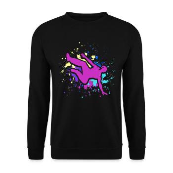 Backflip Salto Akrobatik Parkour Turnen Geschenk - Unisex Pullover - Schwarz - Vorne - Alina (178cm) & Michal (187cm)
