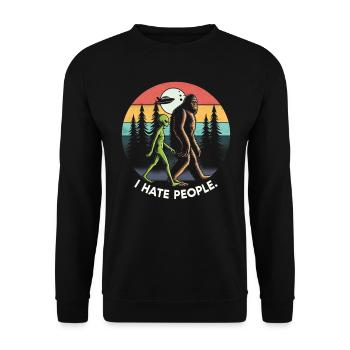 Alien UFO Alien Galaxy Geschnek - Unisex Sweatshirt - black - Front - Alina (178cm) & Michal (187cm)