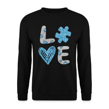 Autismus Awareness Day Autist Geschenk - Unisex Pullover - Schwarz - Vorne - Alina (178cm) & Michal (187cm)