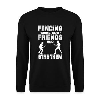 Fencing Sword Sabre Epee Fencing Gift - Unisex Sweatshirt - black - Front - Alina (178cm) & Michal (187cm)