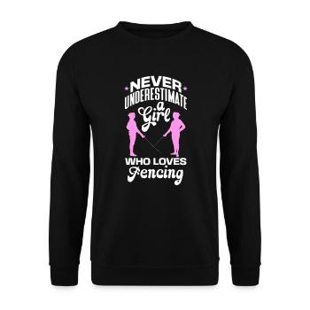 Fencing Sword Sabre Epee Fencing Gift - Unisex Sweatshirt - black - Front - Alina (178cm) & Michal (187cm)