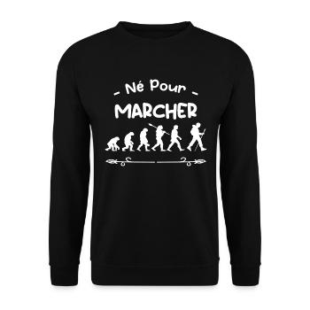 né pour marcher évolution - Sweat-shirt Unisexe - noir - Devant - Alina (178cm) & Michal (187cm)
