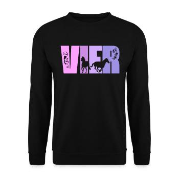 4. Geburtstag Mädchen 4 Jahre alt Pferde Pferd - Unisex Pullover - Schwarz - Vorne - Alina (178cm) & Michal (187cm)