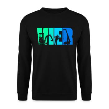 4. Geburtstag Junge 4 Jahre alt Bagger Baustelle - Unisex Pullover - Schwarz - Vorne - Alina (178cm) & Michal (187cm)