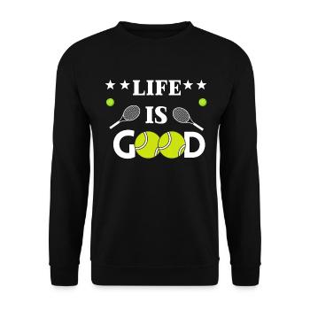 LIFE IS GOOD TENNIS - Sweat-shirt Unisexe - noir - Devant - Alina (178cm) & Michal (187cm)