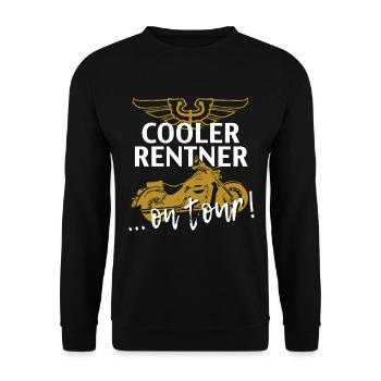 Cooler Rentner Rente Ruhestand Motorrad Geschenk - Unisex Pullover - Schwarz - Vorne - Alina (178cm) & Michal (187cm)