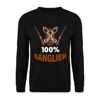 Le sanglier le parfait gibier du chasseur - Sweat-shirt Unisexe - noir - Devant - Alina (178cm) & Michal (187cm)