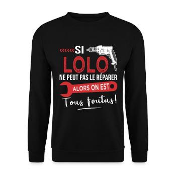 lolo ne peut pas le réparer on est foutus Laurent - Sweat-shirt Unisexe - noir - Devant - Alina (178cm) & Michal (187cm)