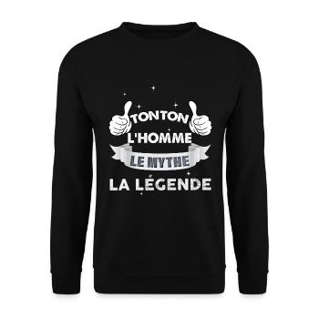 Uncle the man Humor idea Gift Toton Legend - Unisex Sweatshirt - black - Front - Alina (178cm) & Michal (187cm)