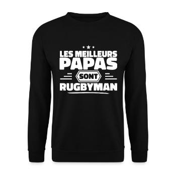Rugby Meilleur Papa, Fête des Pères - Papas Cadeau - Sweat-shirt Unisexe - noir - Devant - Alina (178cm) & Michal (187cm)