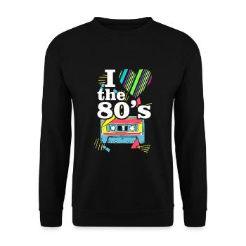 J'aime la chemise des années 80 - Vêtements des années 80 pour les enfants des années 80 - Sweat-shirt Unisexe - noir - Devant - Alina (178cm) & Michal (187cm)