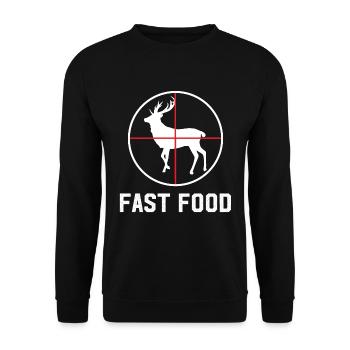 Fast Food Deer Hunt T-Shirt Funny Gift - Unisex Sweatshirt - black - Front - Alina (178cm) & Michal (187cm)