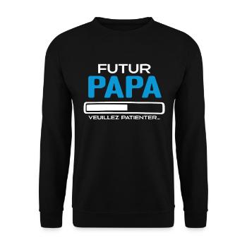 Futur papa Idée Cadeau Futur Père - Sweat-shirt Unisexe - noir - Devant - Alina (178cm) & Michal (187cm)