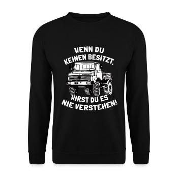Unimog - 424 427 - Offroad - Universal Motorgerät - Unisex Pullover - Schwarz - Vorne - Alina (178cm) & Michal (187cm)