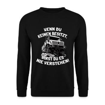 Unimog 437 - Offroad - Universal Motorgerät - Unisex Pullover - Schwarz - Vorne - Alina (178cm) & Michal (187cm)