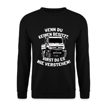 Unimog 437 - Offroad - Universal Motorgerät - Unisex Pullover - Schwarz - Vorne - Alina (178cm) & Michal (187cm)