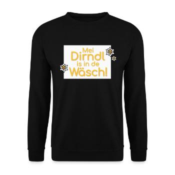Mei Dirndl is in de Wäsch - Unisex Pullover - Schwarz - Vorne - Alina (178cm) & Michal (187cm)