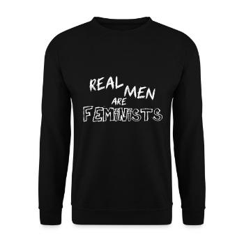 Les vrais hommes sont des féministes, des féministes, des féministes - Sweat-shirt Unisexe - noir - Devant - Alina (178cm) & Michal (187cm)
