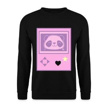 Kawaii Gamer Panda im Pastel Anime Girl Manga Stil - Unisex Pullover - Schwarz - Vorne - Alina (178cm) & Michal (187cm)