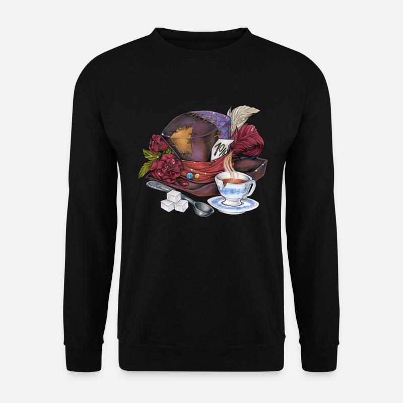 Alice im Wunderland Verrückte Hutmacher Teetasse - Unisex Pullover - Schwarz