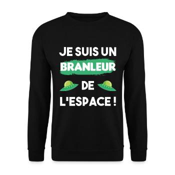 cadeau drôle branleur de l'espace ovni - Sweat-shirt Unisexe - noir - Devant - Alina (178cm) & Michal (187cm)