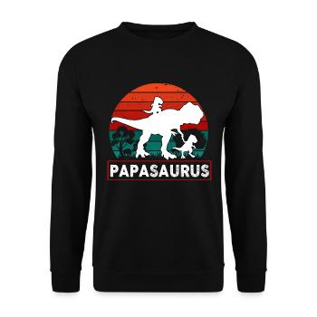 Papa Dinosaure Avec 2 Enfants Dinosaures - Sweat-shirt Unisexe - noir - Devant - Alina (178cm) & Michal (187cm)