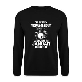 Die besten Drummer Januar - Unisex Pullover - Schwarz - Vorne - Alina (178cm) & Michal (187cm)