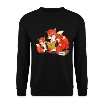 Niedliche Fuchs Familie Vater Mutter Kind Füchse - Unisex Pullover - Schwarz - Vorne - Alina (178cm) & Michal (187cm)