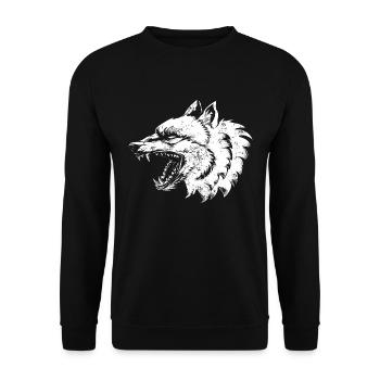 Wolf Illustration - Unisex Sweatshirt - black - Front - Alina (178cm) & Michal (187cm)