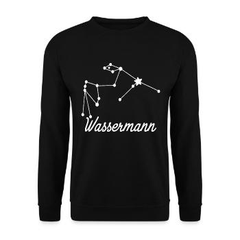 Sternzeichen Wassermann - Tierkreiszeichen - Unisex Pullover - Schwarz - Vorne - Alina (178cm) & Michal (187cm)