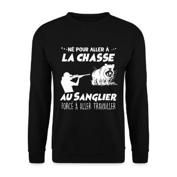 Né pour Chasser Le Sanglier Cadeau Homme Chasseur - Sweat-shirt Unisexe - noir - Devant - Alina (178cm) & Michal (187cm)
