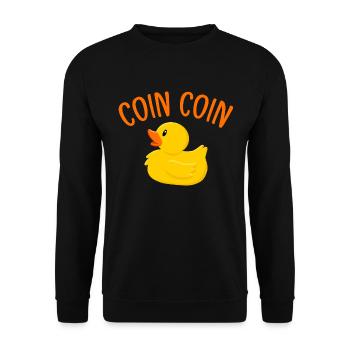 Canard Humour Vilain Petit Canard Coin Coin - Sweat-shirt Unisexe - noir - Devant - Alina (178cm) & Michal (187cm)