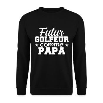 Bébé Futur Golfeur Comme Papa Cadeau Naissance - Sweat-shirt Unisexe - noir - Devant - Alina (178cm) & Michal (187cm)