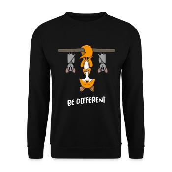 Fuchs Fledermäuse Be Different Tierliebhaber - Unisex Pullover - Schwarz - Vorne - Alina (178cm) & Michal (187cm)