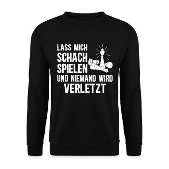 Schachspieler Schachfigur Schachbrett - Unisex Pullover - Schwarz - Vorne - Alina (178cm) & Michal (187cm)