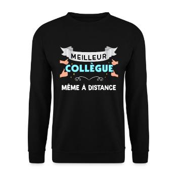 Meilleure Collegue Télétravail Cadeau Cool - Sweat-shirt Unisexe - noir - Devant - Alina (178cm) & Michal (187cm)