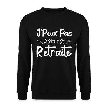 J'peux Pas J'Suis à la Retraite - Sweat-shirt Unisexe - noir - Devant - Alina (178cm) & Michal (187cm)