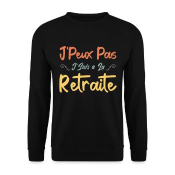 J'peux Pas J'Suis à la Retraite - Sweat-shirt Unisexe - noir - Devant - Alina (178cm) & Michal (187cm)