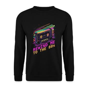 Rewind me to the 80s - 80er Jahre Retrodesign - Unisex Sweatshirt - black - Front - Alina (178cm) & Michal (187cm)