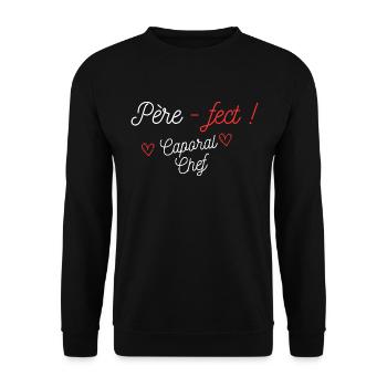 Père-fect ! Caporal-chef (grade) - Sweat-shirt Unisexe - noir - Devant - Alina (178cm) & Michal (187cm)