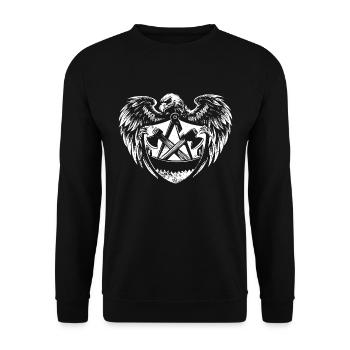 Zimmermann Zunft WappenDeutscher Adler - Unisex Pullover - Schwarz - Vorne - Alina (178cm) & Michal (187cm)