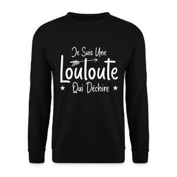 Je suis une Louloute qui Déchire - Sweat-shirt Unisexe - noir - Devant - Alina (178cm) & Michal (187cm)