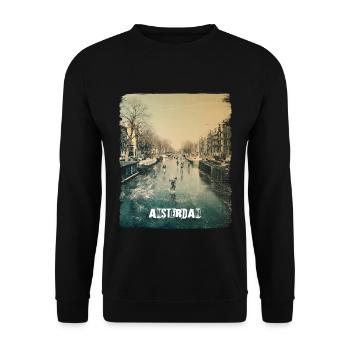AMSTERDAM - Unisex Pullover - Schwarz - Vorne - Alina (178cm) & Michal (187cm)