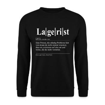 Lagerist Lustige Berufs Definition - Unisex Pullover - Schwarz - Vorne - Alina (178cm) & Michal (187cm)