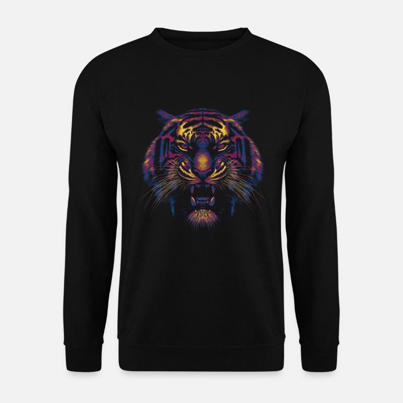 Farbiger Tigerkopf - Unisex Pullover - Schwarz