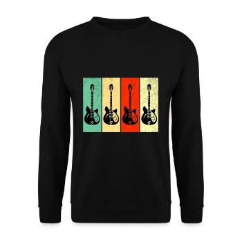 Guitar Retro Vintage Electric Guitars - Unisex Sweatshirt - black - Front - Alina (178cm) & Michal (187cm)